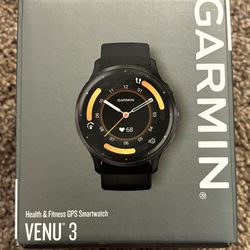Garmin Venu 3 Slate Stainless Steel Touchscreen Display Smart Watch 45mm Black Case