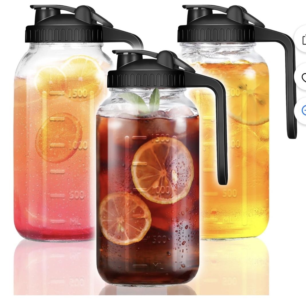 64oz mason jar pitcher, Set Of 3 - new in box