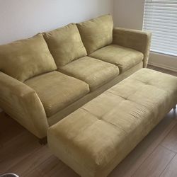 3 Pieces Sofa Set With Ottoman And Chair - Green