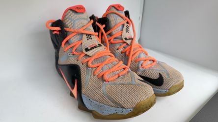 Nike LeBron 12 XII Grey Orange Black Gum Sole Men’s Size 9 sneaker