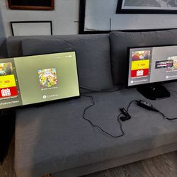 Two Monitors With Desk Clamp Arm