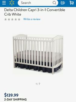 White crib. Convertible. Summer mattress