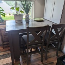 Bar Height Table With 2 Stools + 2 Chairs