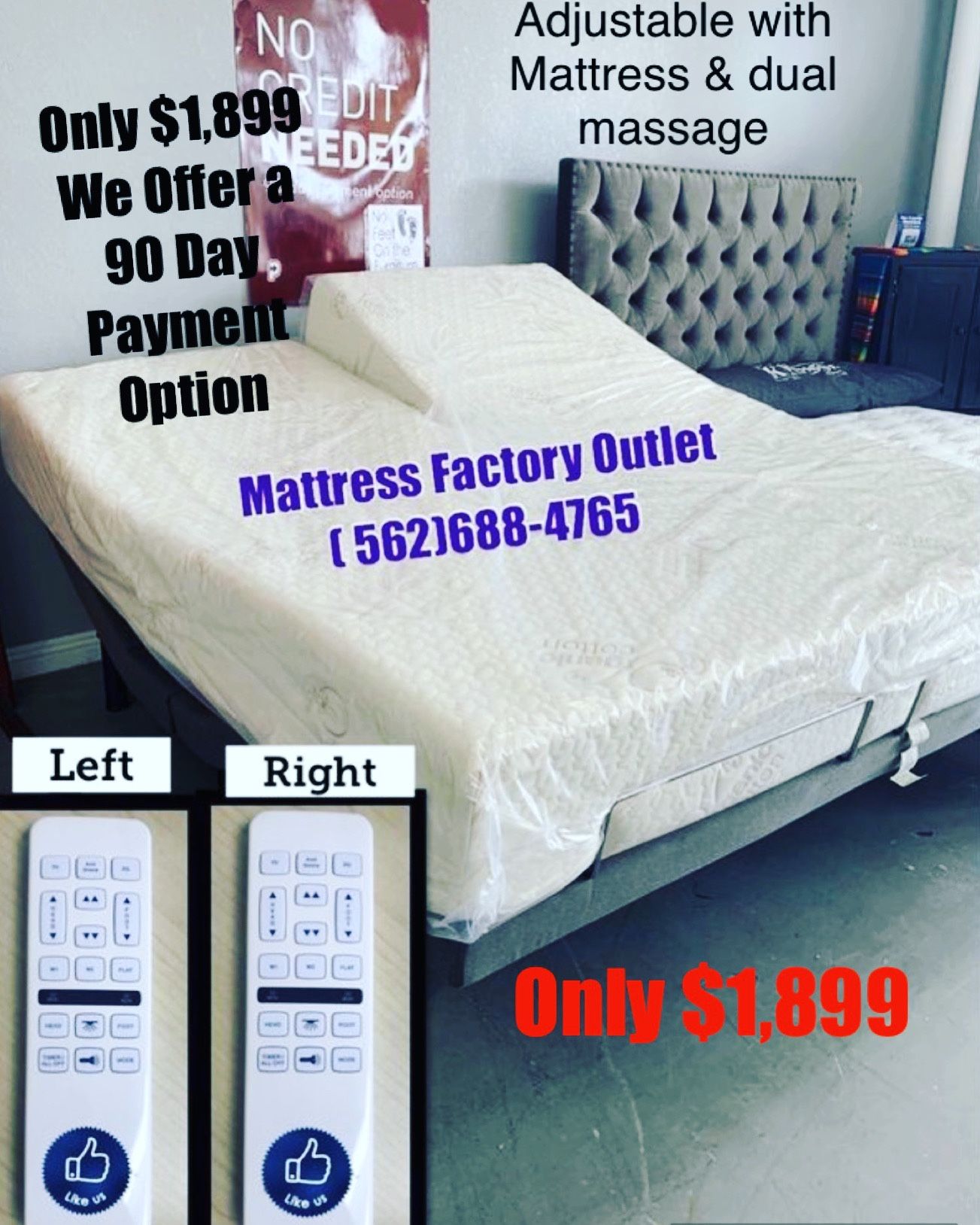 King His And Hers Adjustable With Mattress And Wireless Remote