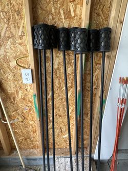 8 Tiki Torches, Fuel, And Inserts