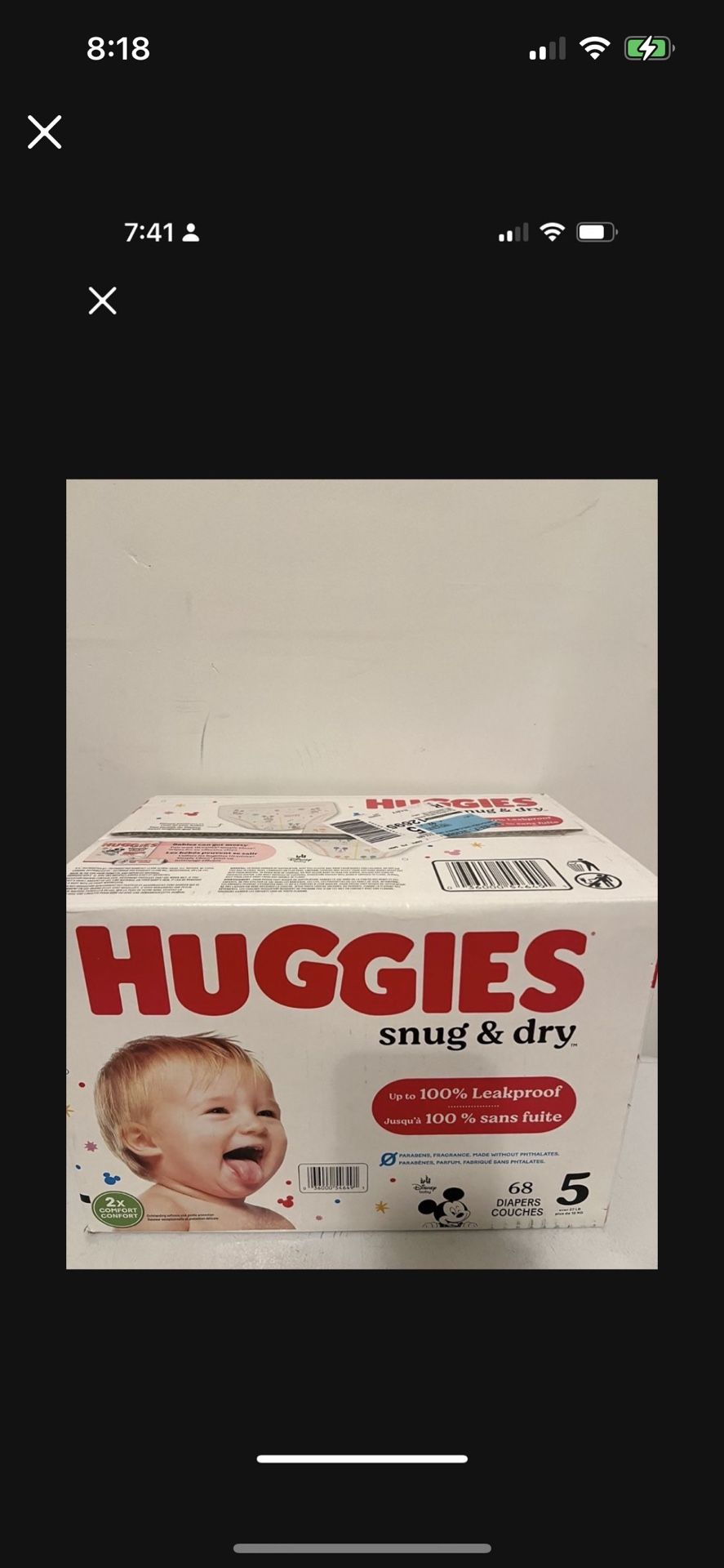 Huggies number 5 snug and dry $20 a box