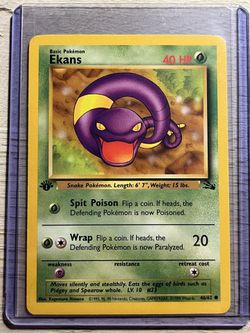 1995 ekans pokemon card First Edition #46/62 Fossil Set Great Condition for Sale in Ronkonkoma, NY Weakness / Resistance / Retreat Cost Pokemon | Toys | Original