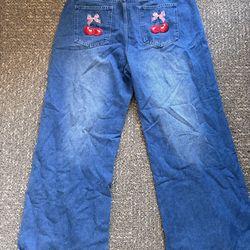 Cherry Wide Leg Jeans