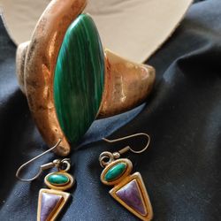 Stylish Cuff Bracelet & Earrings 