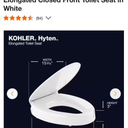 KOHLER Hyten Elevated Quiet-Close Elongated Closed Front Toilet Seat in White