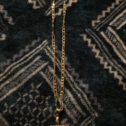 14k Gold Plated Chain With Jesus Christ On Cross Pendant