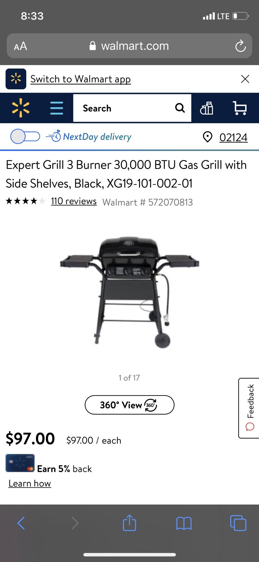 Grill with propane tank $40