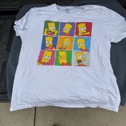 The Simpsons Many Faces Of Bart Simpson Tshirt White XL Crewneck