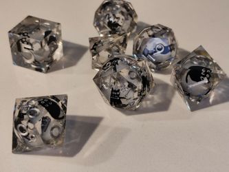 Cats and Glitter Polyhedral Dice Set with Cat Design