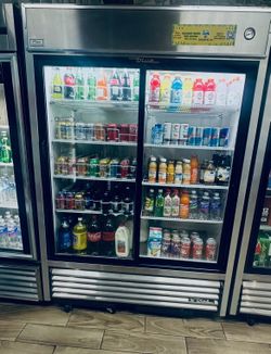 TRUE Commercial Sliding Glass Door Refrigerator  * Dimensions: 78.5” H x 54.5” W x 29” D