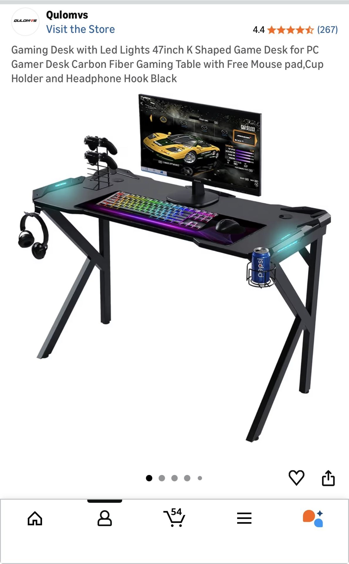 Rgb Gaming Desk Like New Only Used A Few Times