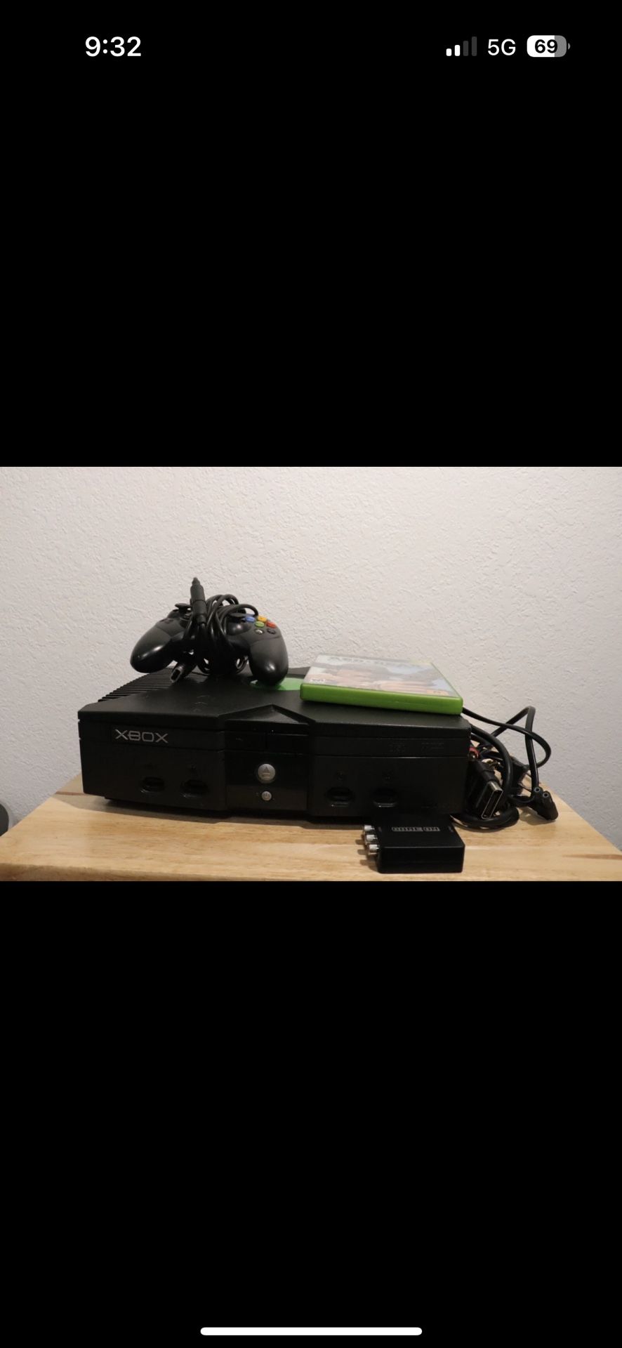 Microsoft Original Xbox Console Black Complete w Controller/Cables/Game - Tested