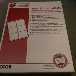 Universal Laser Printer Labels 100 Sheets  New In Box 