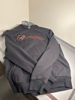 Champion Black Pullover Hoodie Red Script Logo Kangaroo Pocket