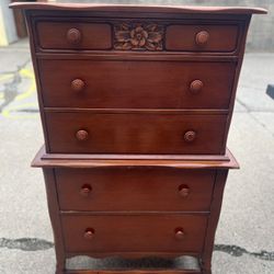 antique maple 5 drawer highboy chest 