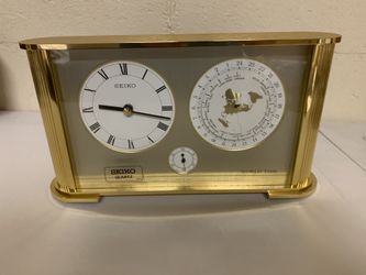 RARE VINTAGE RARE SEIKO QUARTZ BRASS WORLD TIME CLOCK