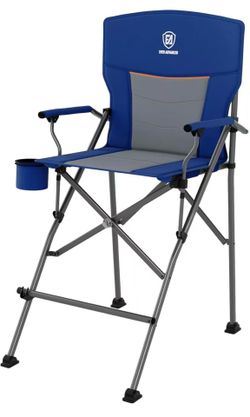 Camping Directors Chair with Cup Holder 31", Bar Height Folding Chair for Camping, Sports with Carry Bag, Mesh Pockets and Footrest, Heavy Duty 300 lb