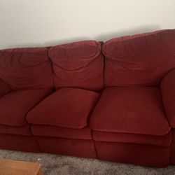 Red Lazy boy Couch With Reclining Sides