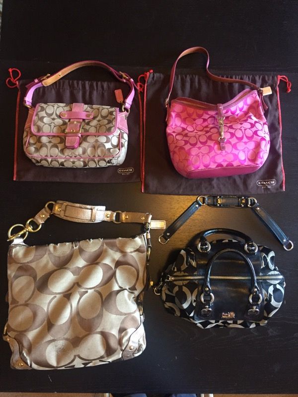 Coach Signature Pink Jacquard Clip Hobo , Coach khaki/Pink