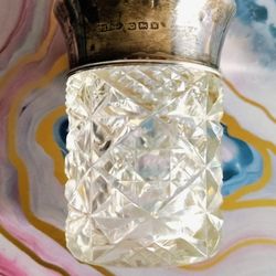 Antique Cut Glass and Sterling Silver dressing table jar or perfume bottle