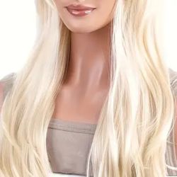Platinum Blonde Wig New On Sale 26 In Long Or Pick Blonde Mix Extensions 16 Clips