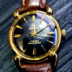 RARE Roamer Brevete Mechanical Swiss Watch Restored Serviced GLD-BLK-BRW