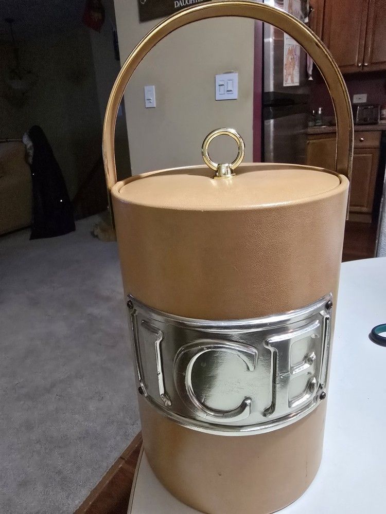 VINTAGE LEATHER ICE BUCKET