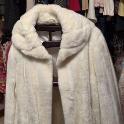 Vintage White Faux Fur Coat