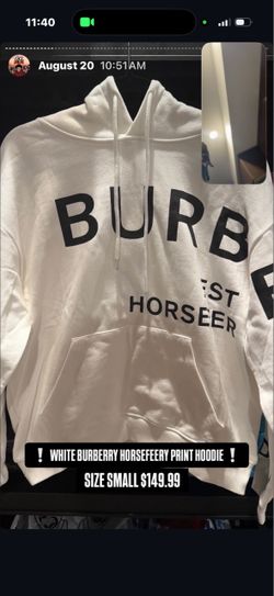 Burberry Horseferry Print Hoodie White Small