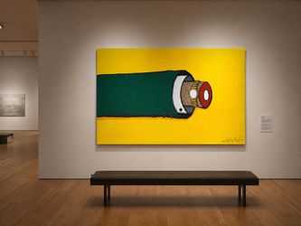 Original Signed Surrealist Painting Severed Hand Man’s Sleeve Watch Pop Art 36x24