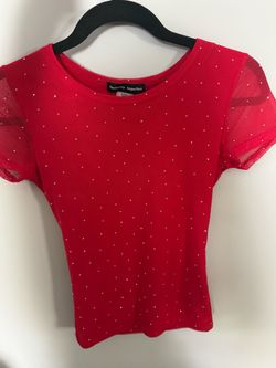 Red Rhinestone Sparkle crop Top – Size Small