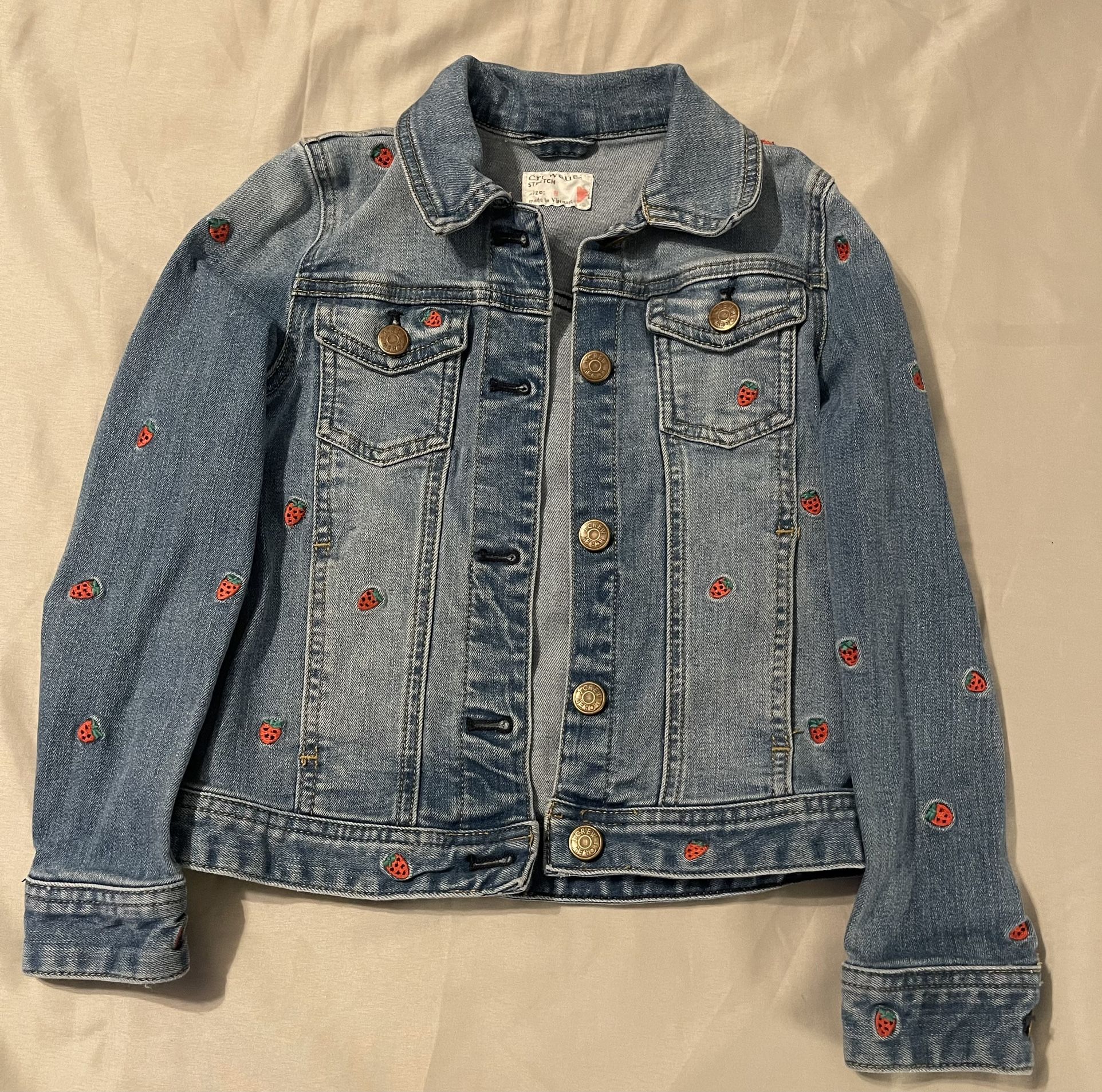 J Crew Kids Strawberry Denim Jacket 