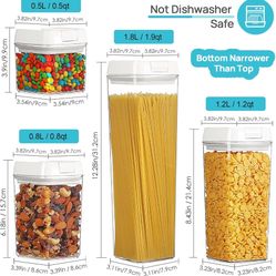 Vtopmart Airtight Food Storage Containers, 7 Pieces BPA Free Plastic Cereal Organizer Canisters with Easy Lock Lids, for Kitchen Pantry Organization, 
