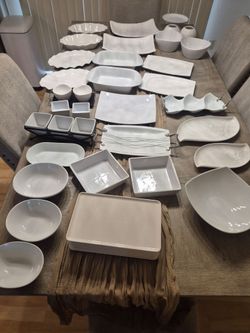 37 white dishes