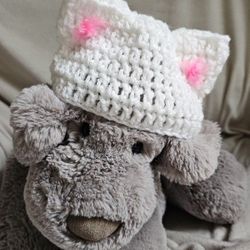 Baby Crochet Kitty Cat Beanie Hat