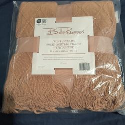 Bella Russo Ivory Dreams Solid Acrylic Throw With Fringe