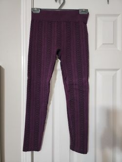 Purple Cable Knit Leggings - Medium