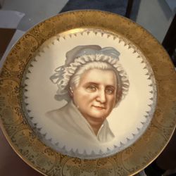 Eb Foley Martha, Washington Portrait Plate 22 Karat Gold