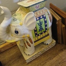 1960s Italian Ceramic Elephant Garden Stoo