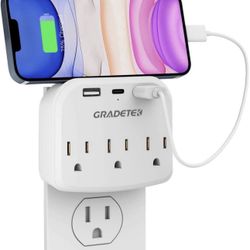 Multi Plug Outlet,6-Outlet Wall Outlet Extender with 3 AC,1 USB C Power Strip for iPad Pro&2 USB A Outlet Splitter for iPhone,Wall Mount Adapter with 