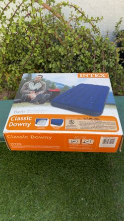 Twin Size Inflatable Air Bed Mattress Intex Classic Downy Blue Pump Not Included
