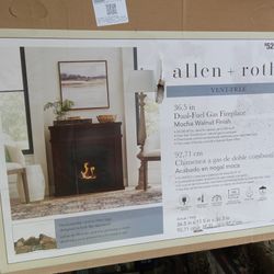 NEW Allen Roth 36.5" Dual-Fireplace Mocha Walnut Finish Vent Free