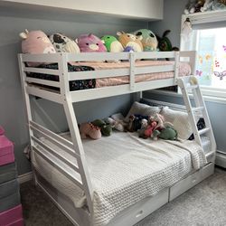 Twin Over Full Bunk Bed-White