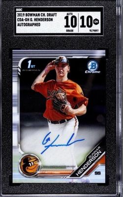 2019 Bowman Draft Chrome Gunnar Henderson RC Rookie AUTO SGC 10 /10 1st #CDA-GH