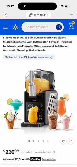 Slushie Machine, 85oz Ice Cream Machine & Slushy Machine for home, with LED Display, 6 Preset Programs for Margaritas, Frappés, Milkshakes, and Soft S